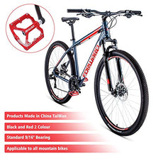Load image into Gallery viewer, MatyKit S Shape Mountain Bike Pedals of Lightweight, Specialized 9/16" UD Bearings Ultra Strong Colorful CNC Machined Alloy Bicycle Non-Slip Pedal, Anodizing Sealed 3 Bearing Cycling Pedals (Red)