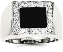 Load image into Gallery viewer, 925 Sterling Silver Mens Cubic Zirconia Cz Black Onyx Band Ring Size 9.00 Man Fine Jewelry For Dad Mens Gifts For Him