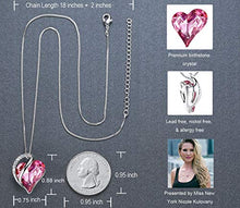 Load image into Gallery viewer, Leafael Infinity Love Heart Pendant Necklace Hot Rose Pink October Birthstone Crystal Jewelry Gifts for Women, Silver-Tone, 18"+2"