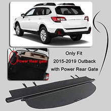 Load image into Gallery viewer, Kaungka Cargo Cover Retractable for 2015 2016 2017 2018 2019 Subaru Outback Black (with Power Rear gate)