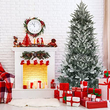Load image into Gallery viewer, Kinder King 7.5FT Snow Flocked Artificial Christmas Tree, Premium Spruce Hinged Holiday Tree for Home, Office Decoration, 1242Tips, Ornament Balls Included, Easy to Assemble, Foldable Metal Stand