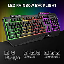 Load image into Gallery viewer, havit Wired Gaming Keyboard Mouse Combo LED Rainbow Backlit Gaming Keyboard RGB Gaming Mouse Ergonomic Wrist Rest 104 Keys Keyboard Mouse 4800 DPI for Windows & Mac PC Gamers (Black)