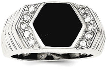 Load image into Gallery viewer, 925 Sterling Silver Mens Cubic Zirconia Cz Black Onyx Band Ring Size 10.00 Man Fine Jewelry For Dad Mens Gifts For Him