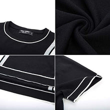 Load image into Gallery viewer, PJ PAUL JONES Mens Striped Knit Golf Shirts Crewneck Short Sleeve Pullover Sweater Black 2XL
