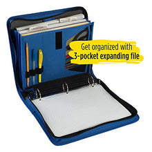Load image into Gallery viewer, Five Star Zipper Binder, 1-1/2 Inch 3 Ring Binder, 3-Pocket Expanding File, Durable, Blue (72202)