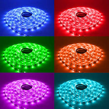 Load image into Gallery viewer, LED Strip Lights Sync to Music, Kousee 16.4ft Flexible 5m Self-Adhesive RGB Light Strips Remote Color Change 150LEDs 5050 Tape Lights Neon Ribbon Room Mood Lighting 12V for Bedroom