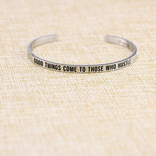 Load image into Gallery viewer, Joycuff Runner Gifts for Women Running Motivation Jewelry Cuff Bracelet Good Things Come to Those who Hustle