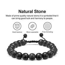 Load image into Gallery viewer, M MOOHAM Lava Rock Bracelet - 8mm Lava Rock Bead Black Matte Agate Stone Anxiety Bracelet, Men Women Stress Relief Yoga Beads Adjustable Aromatherapy Essential Oil Diffuser Healing Bracelets