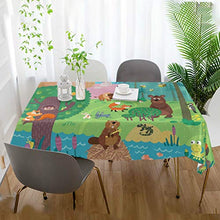 Load image into Gallery viewer, ALAZA Wild Animals Forest Fox Bear Bee Tablecolth Table Cover for Party Dining Room Kitchen Decor,54 X 54,Stain and Wrinkle Resistant Washable Rectangle Table Cloth