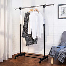 Load image into Gallery viewer, Honey-Can-Do Adjustable Height and Width Rolling Metal Clothes Rack GAR-01124 Chrome, 30 lbs