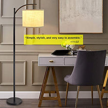 Load image into Gallery viewer, DLLT Led Floor Lamp,Modern Tall Floor Lamp Farmhouse Industrial Light 8W Classic-Arc with Hanging Floor Lamp Drum Shade,Reading Standing Lamp for Living Room,Bedroom,Office,Study Room,E26 Bulb-Warm