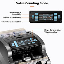 Load image into Gallery viewer, MUNBYN Money Counter Machine with Value Count, UV/MG/IR/MT/DD, USD/EUR Bill Counter, 1300 Bills/min, Add+Batch Mode, LCD Display, 2 Years Warranty