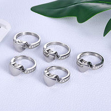 Load image into Gallery viewer, HOUSWEETY Stainless Steel Heart-Shaped with Rhinestones Openable Cremation Ashes Urn Ring (Size: 8)