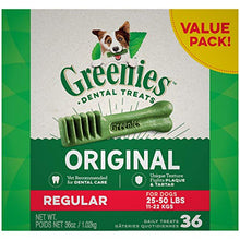 Load image into Gallery viewer, GREENIES Original Regular Natural Dog Dental Care Chews Oral Health Dog Treats, 36 oz. Pack (36 Treats)