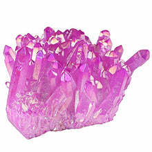 Load image into Gallery viewer, mookaitedecor Titanium Coated Natural Rock Crystal Cluster Geode Stone Specimen, Light Purple