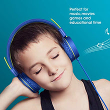 Load image into Gallery viewer, Kids Headphones - noot products K12 Foldable Stereo Tangle-Free 3.5mm Jack Wired Cord On-Ear Headset for Children/Teens/Boys/Girls/Smartphones/School/Kindle/Airplane Travel/Plane/Tablet (Blue/Lime)