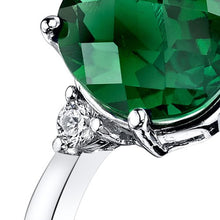 Load image into Gallery viewer, 14K White Gold Created Emerald Diamond Ring 2.50 Carat Oval Cut