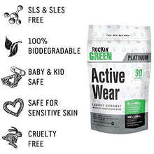 Load image into Gallery viewer, Rockin' Green Active Wear Laundry Detergent 45oz (90 Loads) | All-Natural, Non-Toxic, and Safe for Sensitive Skin | Vegan and Biodegradable | Odor Removing Soap for Gym Workout Clothes & Sports Wear