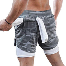 Load image into Gallery viewer, Surenow Mens Running Shorts,Workout Running Shorts for Men,2-in-1 Stealth Shorts, 7-Inch Gym Yoga Outdoor Sports Shorts Camouflage Grey
