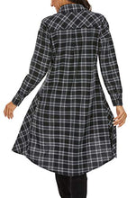 Load image into Gallery viewer, olrain Womens New Plaids Irregular Hem Casual Shirt Dress Large White