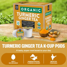 Load image into Gallery viewer, Organic Turmeric Ginger Tea K-Cup Pods, 24 Pods by FGO - Keurig Compatible - Naturally Caffeine-Free Herbal Tea, Premium Green Tea is USDA Organic, Non-GMO, & Recyclable