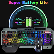 Load image into Gallery viewer, Wireless Gaming Keyboard and Mouse,RGB Backlit Rechargeable Keyboard Mouse with 4800mAh Battery Metal Panel,Removable Hand Rest Mechanical Feel Keyboard and 7 Color Gaming Mute Mouse for PC Gamer