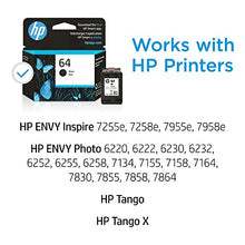 Load image into Gallery viewer, HP 64 Black Ink Cartridge | Works with HP ENVY Inspire 7950e; ENVY Photo 6200, 7100, 7800; Tango Series | Eligible for Instant Ink | N9J90AN