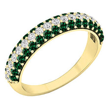 Load image into Gallery viewer, Dazzlingrock Collection 18K Round Lab Created Emerald & White Diamond Ladies Wedding Band, Yellow Gold, Size 9