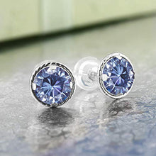 Load image into Gallery viewer, Gem Stone King 14K White Gold Stud Earrings Vivid Persian Blue Round 2.00ct (DEW) Created Moissanite
