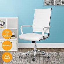 Load image into Gallery viewer, LUCKWIND Ergonomic Office Chair Ribbed Leather Swivel - Adjustable Height Tilt Arm Sleeves Lumbar Support High Back Upholstery Executive Conference Task Computer Chrome Wheel Caster 350lbs Big (White)