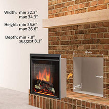 Load image into Gallery viewer, PuraFlame 33 Inches Western Electric Fireplace Insert Heater with Fire Crackling Sound, Remote Control, 750/1500W, Black