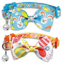Load image into Gallery viewer, Pohshido 2 Pack Easter Cat Collar with Bow Tie and Bell, Holiday Kitty Kitten Breakaway Collar for Boys and Girls Cats