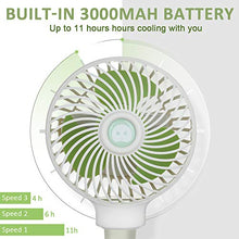 Load image into Gallery viewer, Anpro Stroller Fan for Baby - Portable Baby Fan Clip on Stroller/Crib with Flexible Stand, Car Seat Fan 3000 mAh Rechargeable Battery Operated USB Personal Desk Fan, White