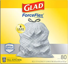 Load image into Gallery viewer, Glad ForceFlex Grey Tall Kitchen Drawstring Trash Bag, Unscented, 13 Gal, 80 Ct (Package May Vary), Trv236004 (79009)