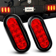 Load image into Gallery viewer, Nilight - TL-01 6" Oval Red LED Tail 2PCS w/Surface Mount Grommets Plugs IP65 Waterproof Stop Brake Turn Trailer Lights for RV Truck Jeep, 2 Years Warranty