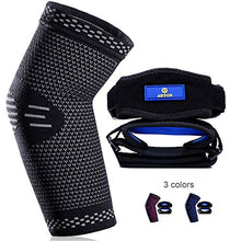 Load image into Gallery viewer, ABYON Tennis Elbow Straps (2 Pack) + Elbow Compression Sleeve (1 Pack),Elbow Brace with Medical Compression for Tendonitis, Elbow Support for Men & Women (Black, Large)