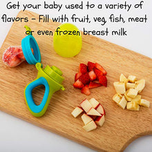 Load image into Gallery viewer, Teething Mittens for Babies with Baby Food Feeder Pacifier | Teether Set Perfect to Soothe Tender Gums | Fruit Feeder Pacifiers Safe Way to Introduce Solid Foods | Ideal Teething & First Baby Feeding
