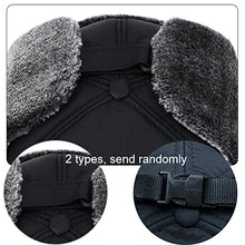 Load image into Gallery viewer, Jahy2Tech Men Women Warm Winter Hats, Aviator Hats, Trapper Hat, Trooper Ear Flaps Hats with Brim and Face Mask for Snowproof Windproof Thermal Hunting Skiing Cycling Cold Weather Black
