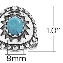 Load image into Gallery viewer, American West Sterling Silver Blue Turquoise Gemstone Sunburst Shield Ring Size 10