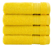 Load image into Gallery viewer, Luxury Turkish Cotton Washcloths for Easy Care, Extra Soft & Absorbent, Fingertip Towels, 4 Pack Washcloth Set by United Home Textile, Lemon Yellow