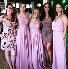 Load image into Gallery viewer, Now and Forever Women's One Shoulder Slit Bridesmaid Dress Long Lace Chiffon Formal Prom Gowns with Pockets (Navy Blue,14)