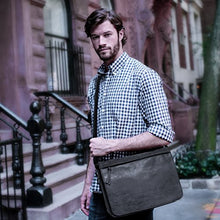 Load image into Gallery viewer, Mens Laptop Messenger Bags 15.6” Water Resistant Shoulder Bag Tocode PU Leather Canvas Satchel Crossbody Bags Brifecase Office Bag Large Computer Bag for Work College School Travel, Black