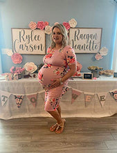 Load image into Gallery viewer, Floral Fitted Baby Shower Dresses for Pregnant Women Pink XL