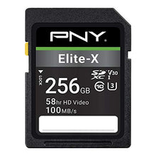 Load image into Gallery viewer, PNY 256GB Elite-X Class 10 U3 V30 SDXC Flash Memory Card - 100MB/s, Class 10, U3, V30, 4K UHD, Full HD, UHS-I, Full Size SD