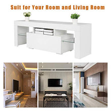 Load image into Gallery viewer, Bonnlo White TV Stand with LED Light Modern 51 Inch TV Stand TV Cabinet with Storage, Drawer and Shelves for Living Room Bedroom Furniture