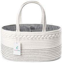 Load image into Gallery viewer, Luxury Little Baby Diaper Caddy Organizer - Rope Nursery Storage Bin for Boys and Girls - Large Tote Bag & Car Organizer with Removable Inserts - Baby Shower Gift Basket - Newborn Registry Must Haves