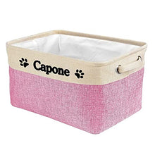 Load image into Gallery viewer, MALIHONG Personalized Foldable Storage Basket Collapsible Sturdy Fabric Dog Toys Storage Bin Cube with Handles for Organizing Shelf Home Closet , Pink and White, Large Size - 15" x 11" x 8"
