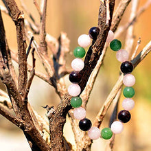 Load image into Gallery viewer, Triple Stone Ultimate Love Bracelet – Unconditional Love – Romance and Love Bracelet – Rose Quartz – Red Garnet – Green Aventurine – Natural Semi-Precious Gemstone Beaded Stretch Bracelet (10mm)