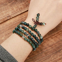 Load image into Gallery viewer, Jovivi 6mm Natural Moss Agate Stone Healing Gemstone 108 Mala Prayer Beads Stretch Bracelet Necklace