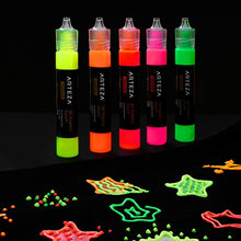 Load image into Gallery viewer, Arteza 3D Fabric Paint, Set of 30, Metallic & Glitter Colors, 1oz Tubes, Glow-in-The-Dark & Vibrant Shades, Textile Paint for Clothing, Accessories, Ceramic & Glass